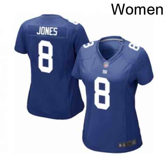 Womens New York Giants 8 Daniel Jones Game Royal Blue Team Color Football Jersey